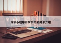 深圳小程序开发公司的简单介绍