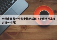 小程序开发一个多少钱啊成都（小程序开发多少钱一个月）